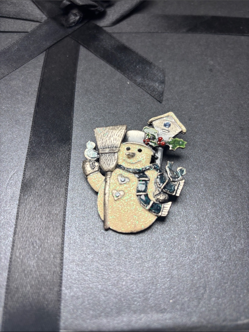 Vintage Kenneth Cole Sparkling Snowman Holiday Brooch